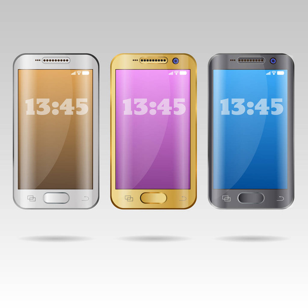 Realistic smartphone white gold  black   set vector eps 10  - Vettoriali, immagini
