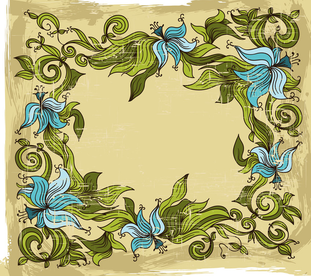 Grunge background with the flowers - Vector, imagen
