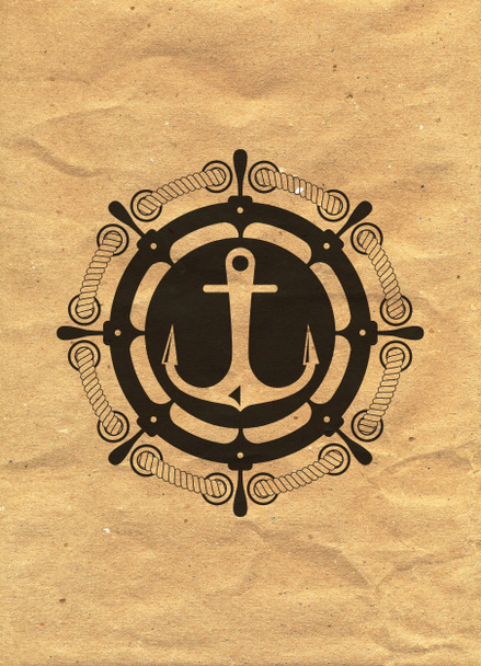 Logotipo náutico no fundo do papel kraft. Etiqueta marinha, Distintivo do mar
 - Foto, Imagem