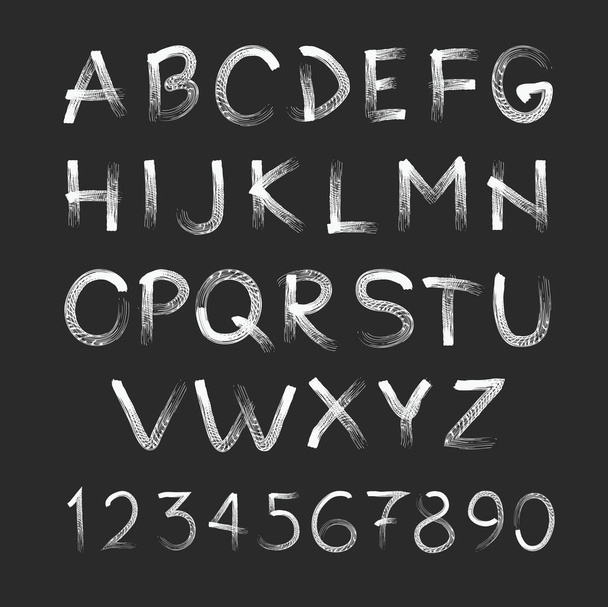 Chalk hand drawing alphabet, vector illustration. Art grunge typ - Vektor, kép