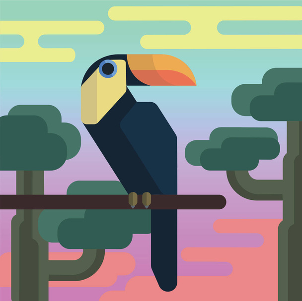 toucan flat illustration - Vector, Imagen