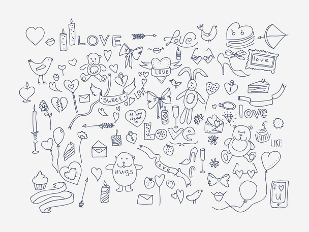 Aşk doodle simgeler - Vektör, Görsel
