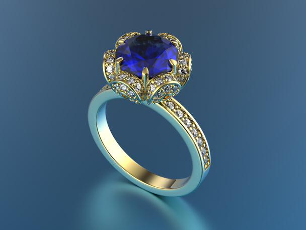 Ring with gemstones. Jewelry background. - Photo, Image