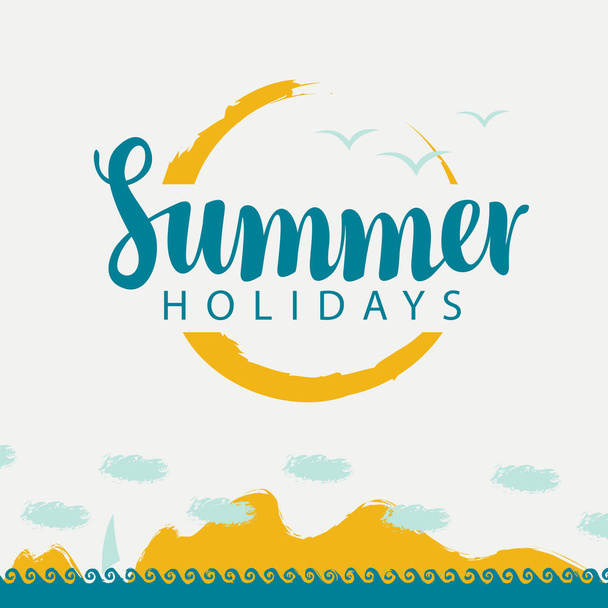 banner summer holidays with sea, sun and sailing - Vector, Imagen