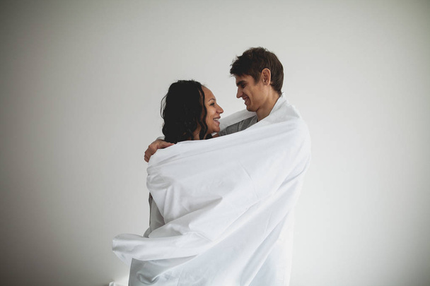 couple covered with blanket - Foto, Imagem