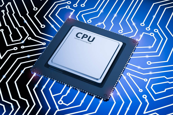 cpu chip on circuit board - Photo, Image
