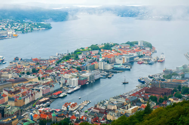 Luchtfoto van Bergen, Noorwegen - Foto, afbeelding