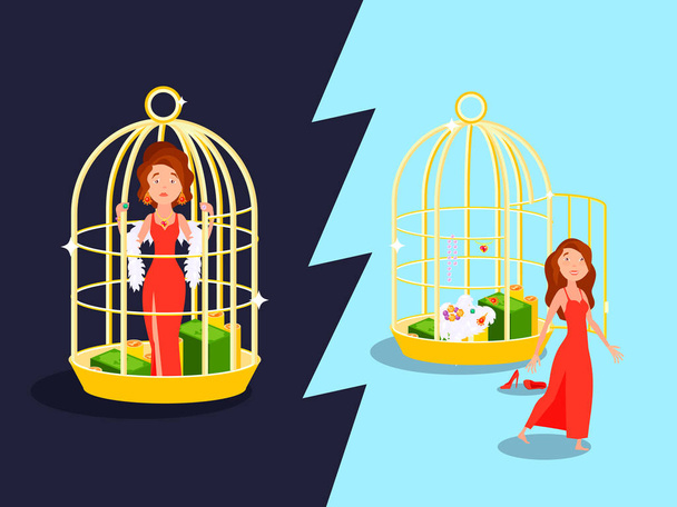 Marriage Golden Cage Concept - Vector, Image