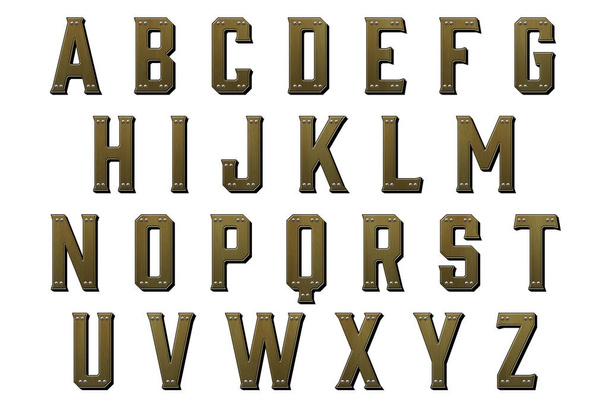 ψηφιακή τυπογραφία χειροποίητα συλλογής αλφάβητο απομονωθεί σε λευκό - Φωτογραφία, εικόνα