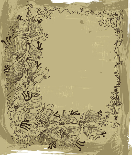 Grunge background with the flowers - Vector, Image