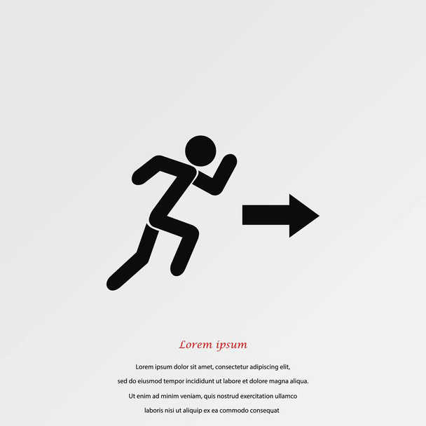  running man figure and direction arrow icon - Vector, Image