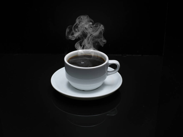 hot drink coffee on black background - Photo, Image