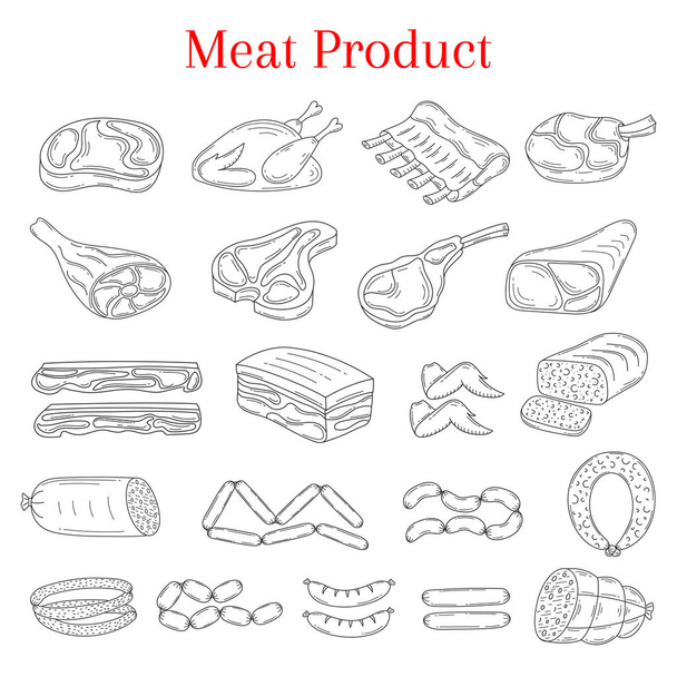 Vektorové ilustrace s různými druhy masa - Vektor, obrázek