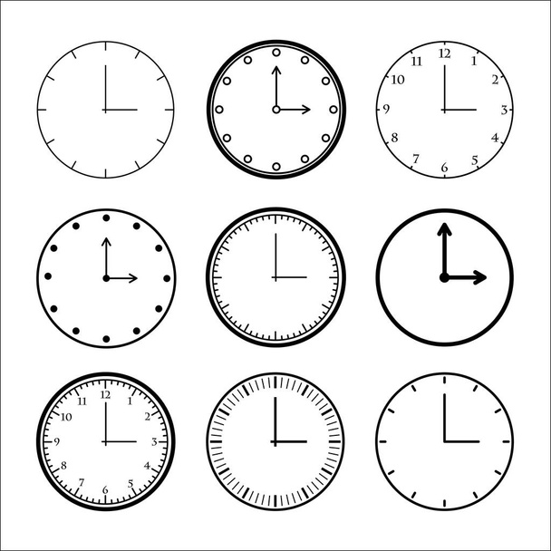набор значков часов на белом фоне
 - Вектор,изображение