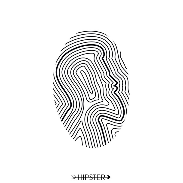 Hipster fingerprint. Hair and beard. - Vector, Image