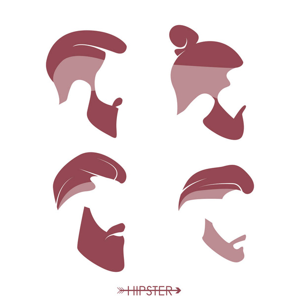 Set of hipster man haircuts, - Vector, Image