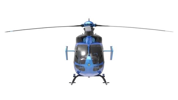 Helicóptero azul aislado sobre fondo blanco. ilustración 3d
. - Foto, imagen