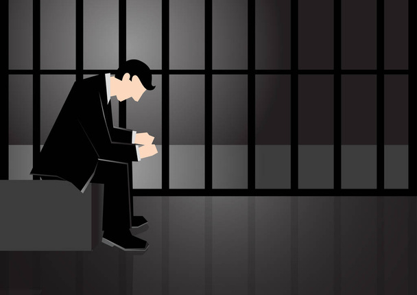 Jednoduché obchodní ilustrace člověka do vězení kvůli korupci - Vektor, obrázek