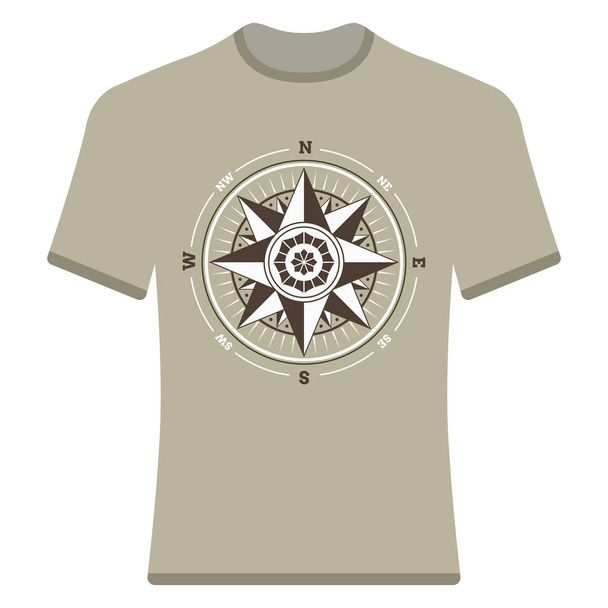 Vintage compass rose t-shirt. - Vecteur, image