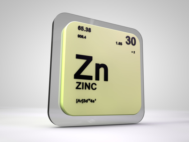 zink - zn - chemisches Element Periodensystem 3d render - Foto, Bild