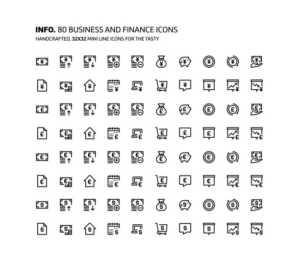 Finance and business mini line, illustrations, icons - Vector, Image