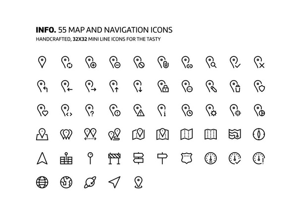 Map mini line, illustrations, icons - Vector, Image