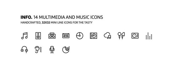 Music mini line, illustrations, icons - Vector, Image