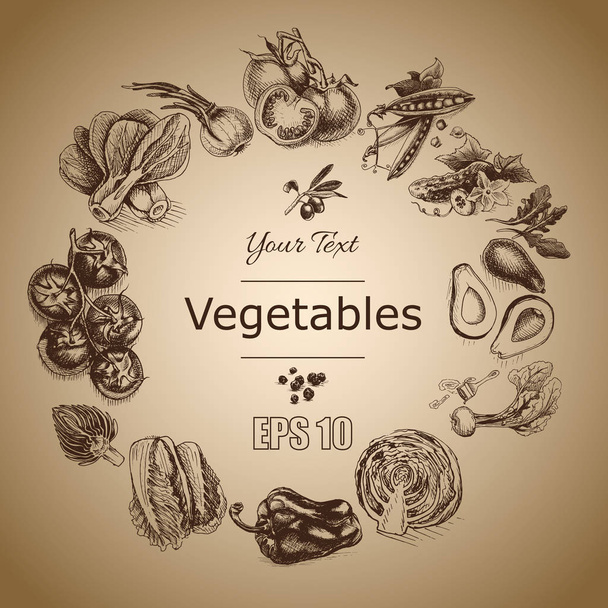 illustration sketch of vegetables.  - Vektör, Görsel