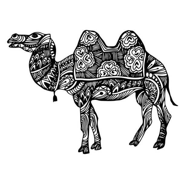 egypt, camel, vector, desert, illustration, animal, nature, travel, sand - Vektor, Bild