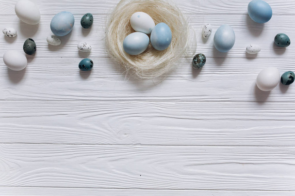 Easter painted eggs in nest - Фото, зображення