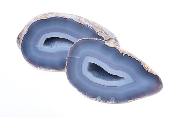 Częściowo polerowana koronki niebieski agat Geodezja - Zdjęcie, obraz