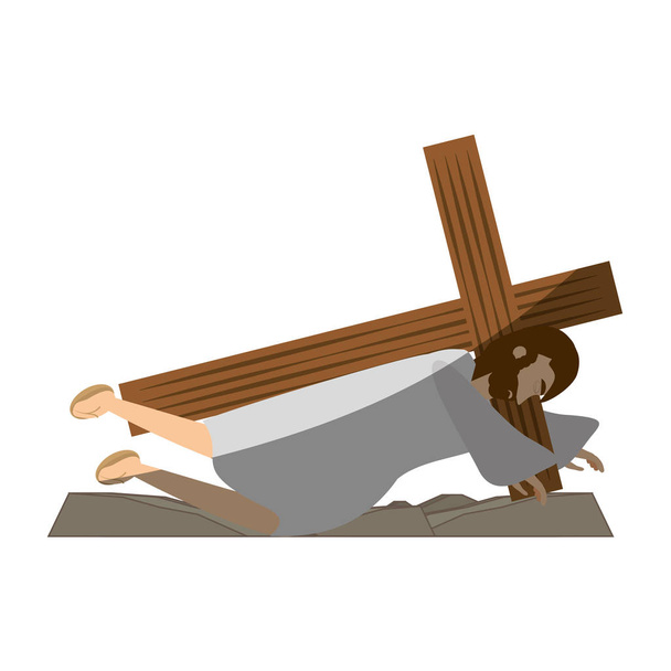 Jezus Chrystus drugi upadek via crucis cień - Wektor, obraz