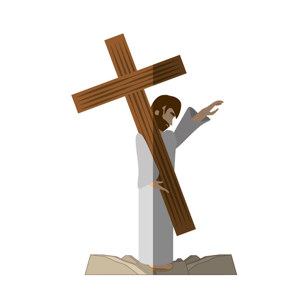 Jeesus Kristus mukavuutta tytöt kautta crucis varjo
 - Vektori, kuva