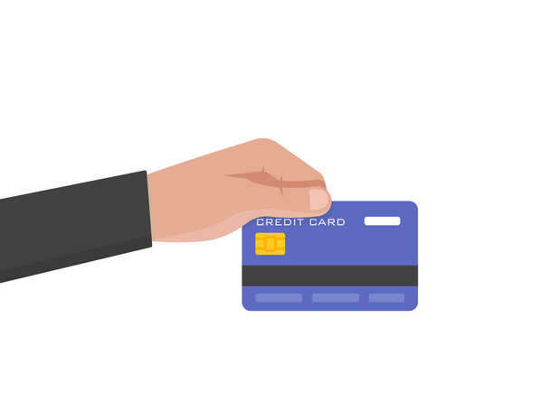 Επιχειρηματίας χέρι κρατά εικονογράφηση διάνυσμα πιστωτική κάρτα - Διάνυσμα, εικόνα