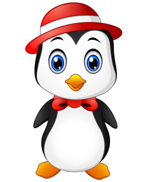 Christmas Pingwin w czapkę i muchą - Wektor, obraz