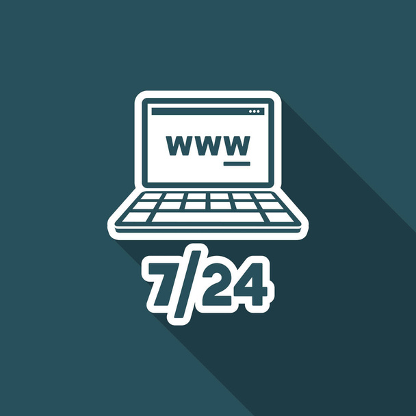 Servizi web 7 / 24 - Icona web vettoriale
 - Vettoriali, immagini