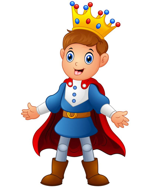 Cute boy prince with red cloak - Vector, Image