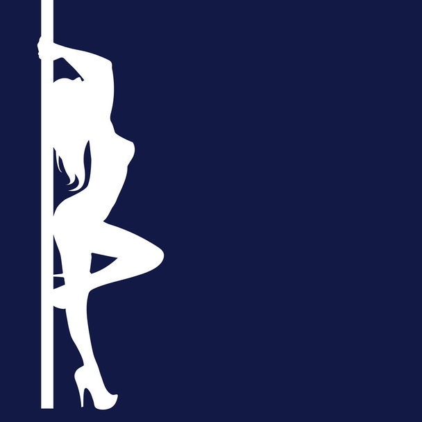 pole girl illustration dancer strip vector stripper silhouette sexy club - Vector, imagen
