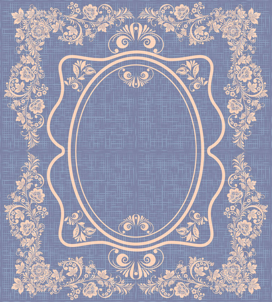 Vintage round frame vector, russian hohloma style - ベクター画像