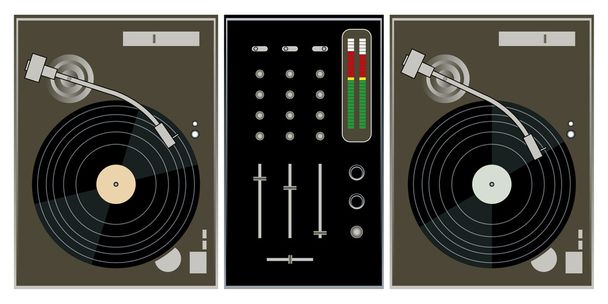 DJ draaitafels en mixer - Vector, afbeelding