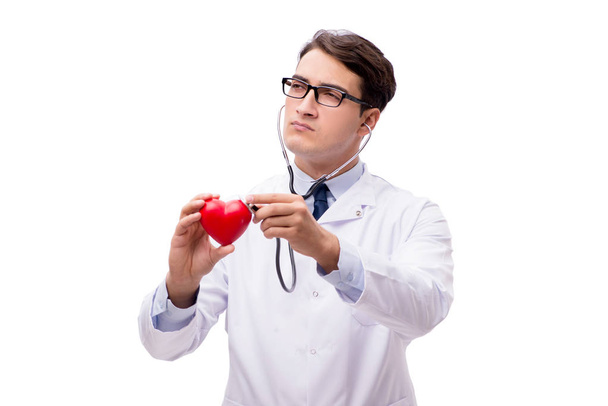 Lekarz z sercem na białym tle - Zdjęcie, obraz