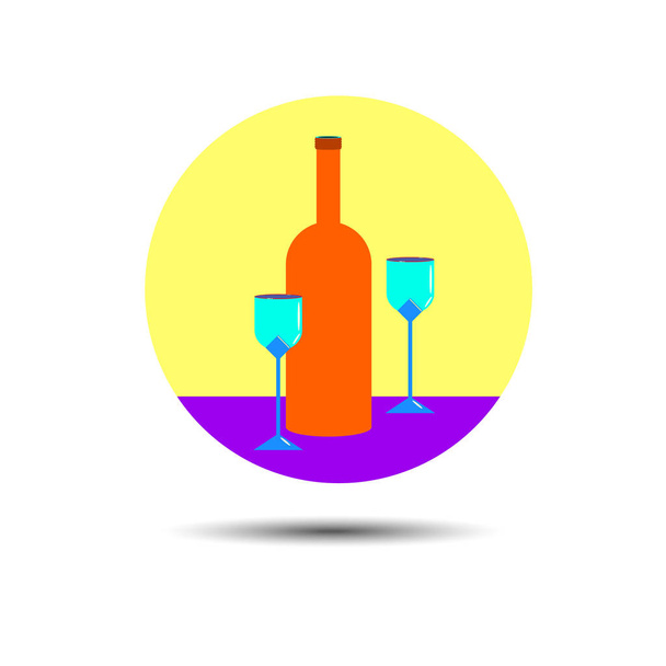wine glass alcohol bottle drink vector white beverage illustration - ベクター画像