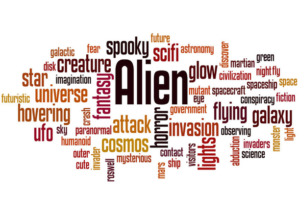Alien, word cloud concept 3 - Photo, Image