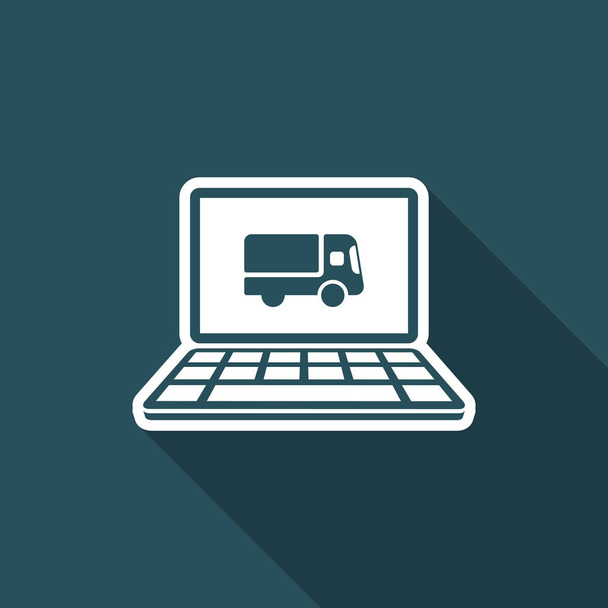 Házhoz szállítás - internetes vásárlás - vektor lapos ikon - Vektor, kép