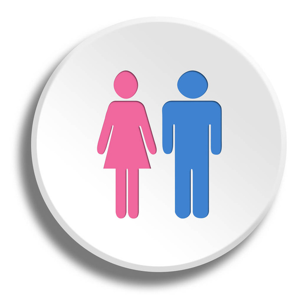 Hombre y Señora en botón redondo blanco con sombra
 - Foto, Imagen