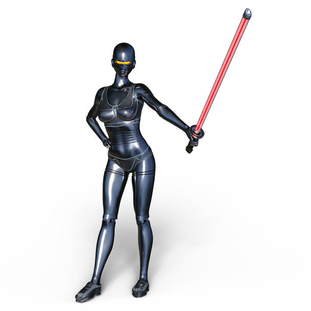 3D CG rendering of a female cyborg - Fotografie, Obrázek