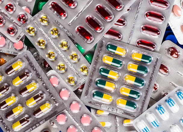 Colorful of oral medications on White Background. - Valokuva, kuva
