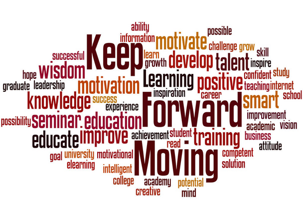 Moving Forward, word cloud concept houden  - Foto, afbeelding