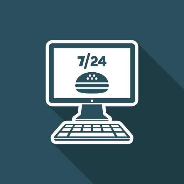 Fast food 7 / 24 delivery services - Vector flat icon
 - Вектор,изображение