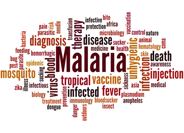Malaria, word cloud concept  - Foto, afbeelding